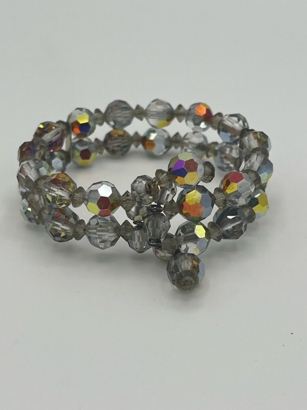 Mint 1950s Smokey Grey Aurora Borealis Crystal Full Parure Set - Picture 7 of 9